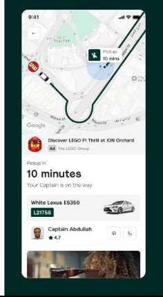 Careem branded map pin and crown banner ad