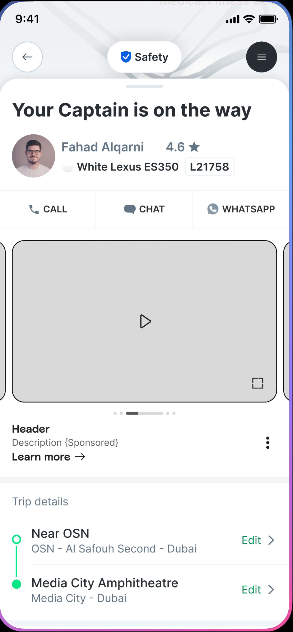 Expanded video player state on the tracking screen